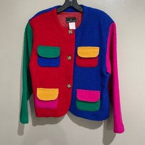 Carole Little Wool Blazer with Rhinestone Buttons